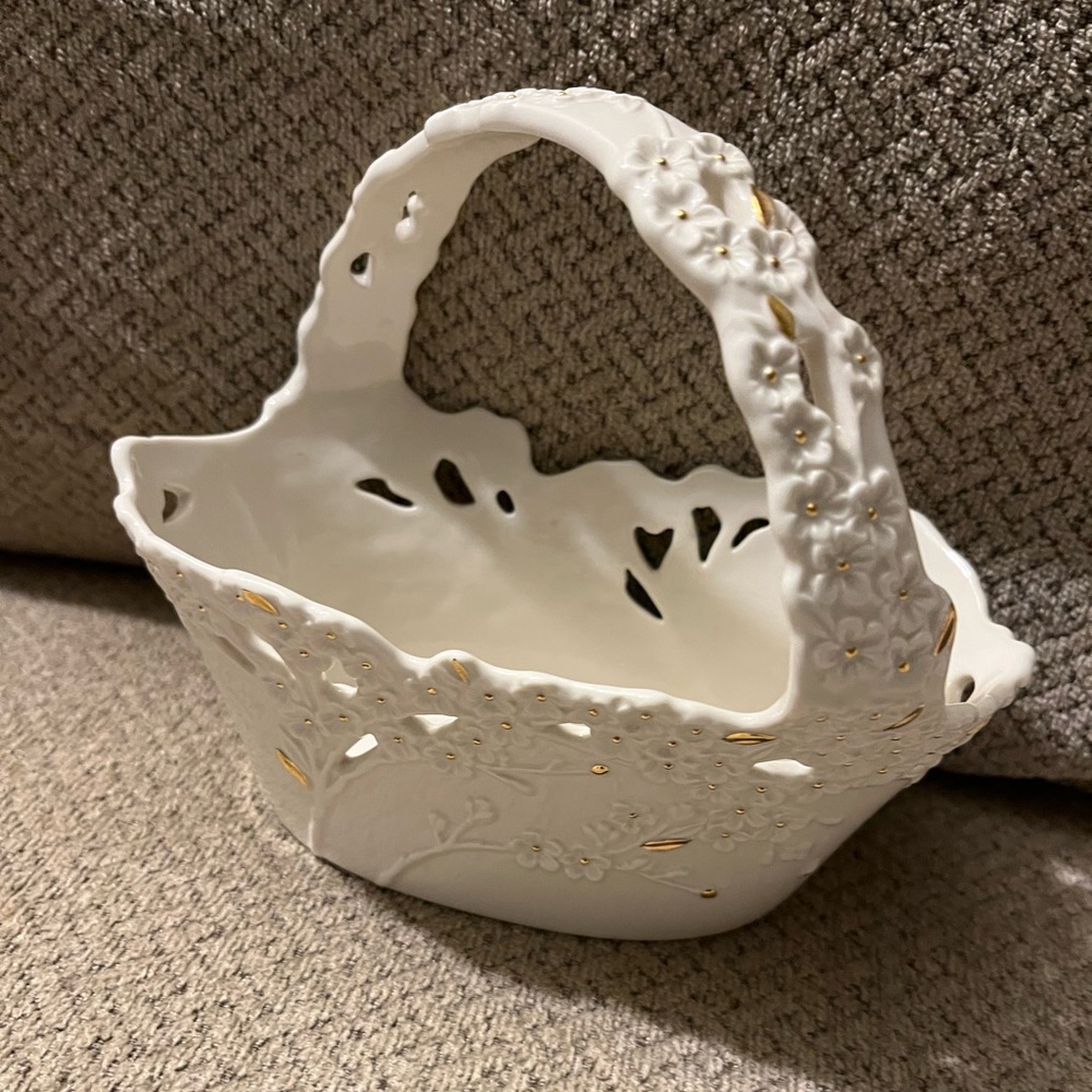 Lenox cherry blossom basket. 7” across